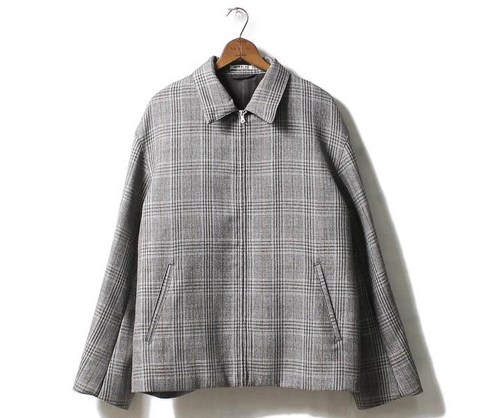 AURALEE DOUBLE FACE CHECK ZIP BLOUSON - ジャケット/アウター