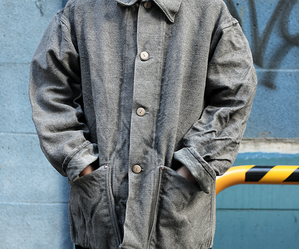 TENDER CO.COLLARED SHEPHERD'S COAT.RYELAND WOOL FACE COTTON TWILL