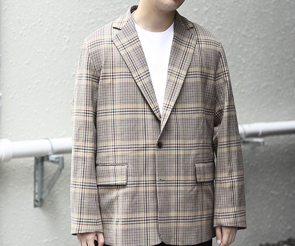 AURALEE WOOL SERGE CHECK JACKET