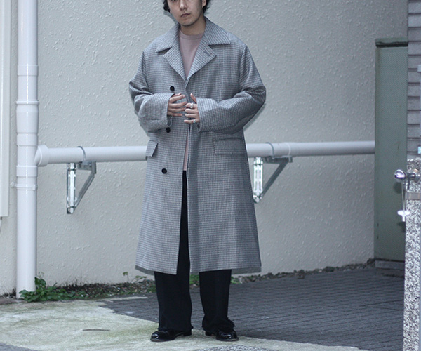 COAT】AURALEE,DOUBLE FACE CHECK SOUTIEN COLLAR COAT | andPheb