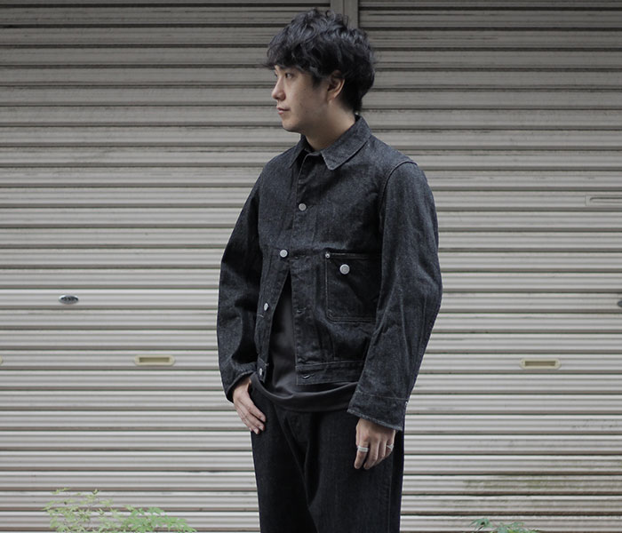 SCYE BASICS,20th ANNIV. BLACK SELVEGE DENIM JACKET. | andPheb 