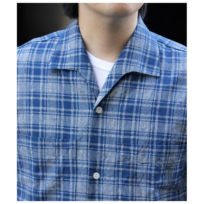 サウザンズ 1000S オールド チェック シャークカラー シャツ OLD