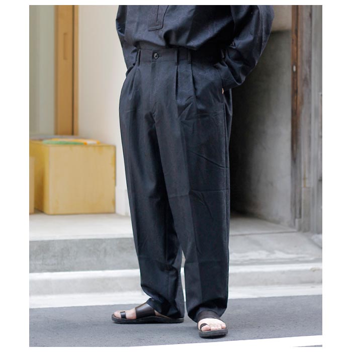 ノノット フラワー ジャガード 2タック ワイド テーパード トラウザー ノノット NONNOTTE アフリカン スーパー120 フラワー ジャガード 2