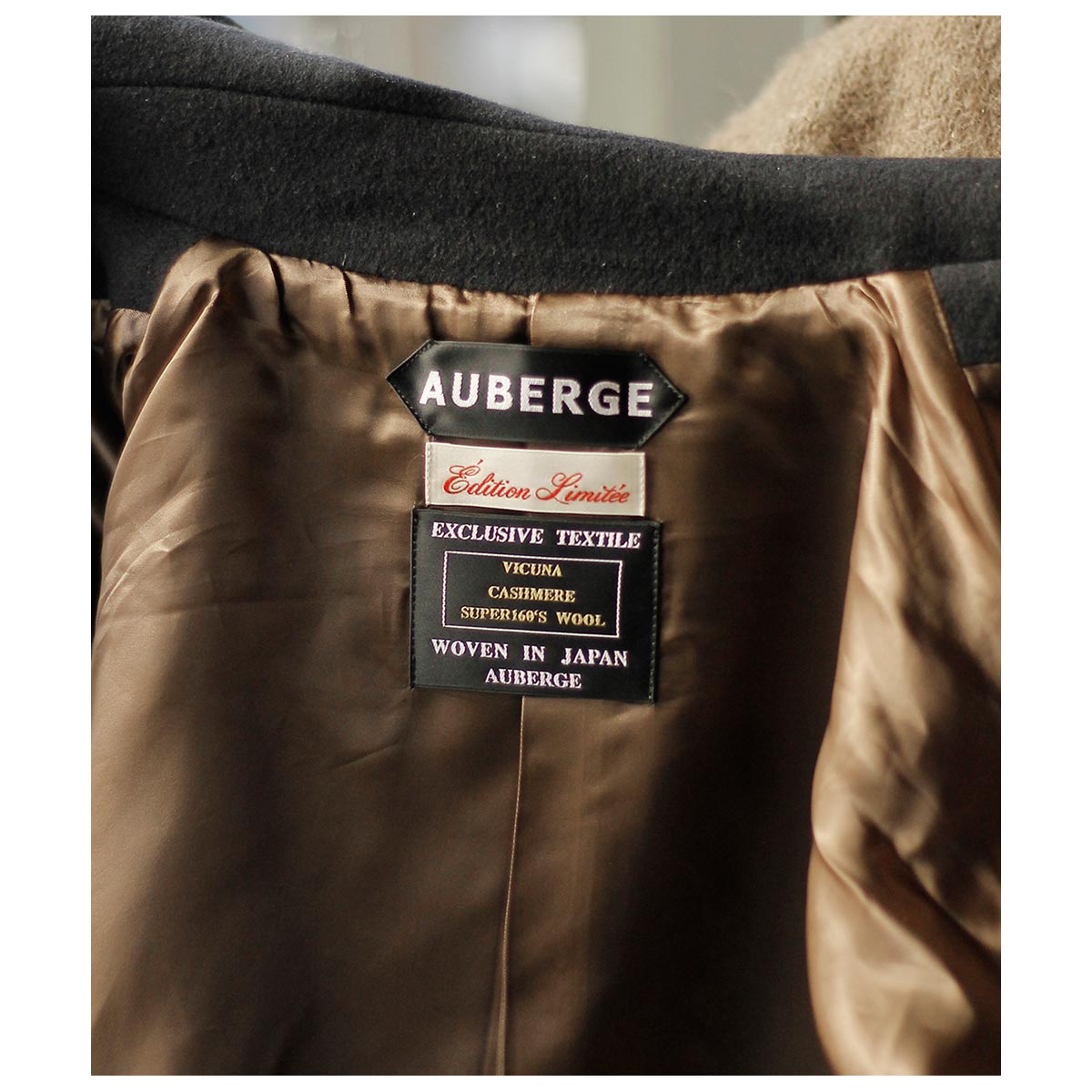 オーベルジュ AUBERGE ビキューナ カシミヤ 160's ウール ベルテッド