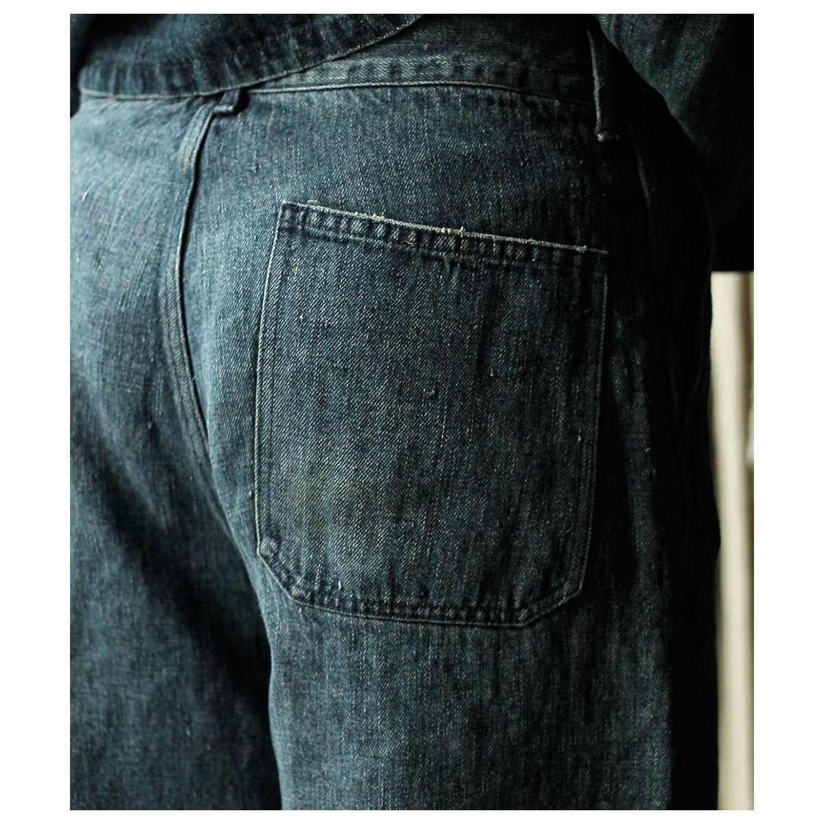 オーベルジュ AUBERGE ブラック ランド ヘンプ デニム ワイド パンツ