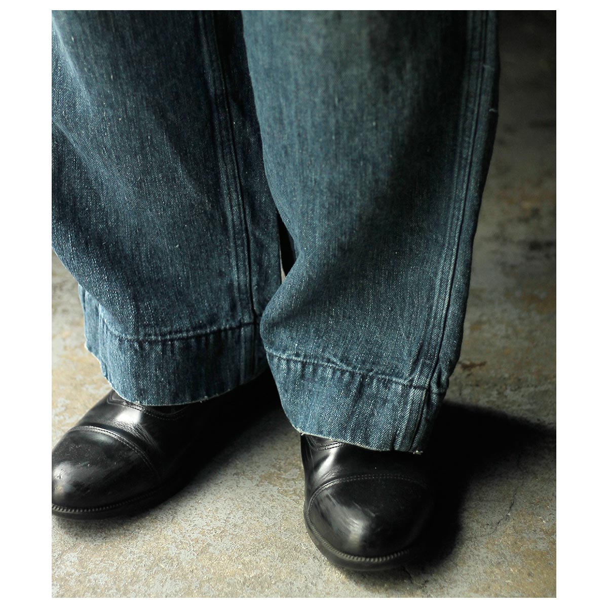 オーベルジュ AUBERGE ブラック ランド ヘンプ デニム ワイド パンツ