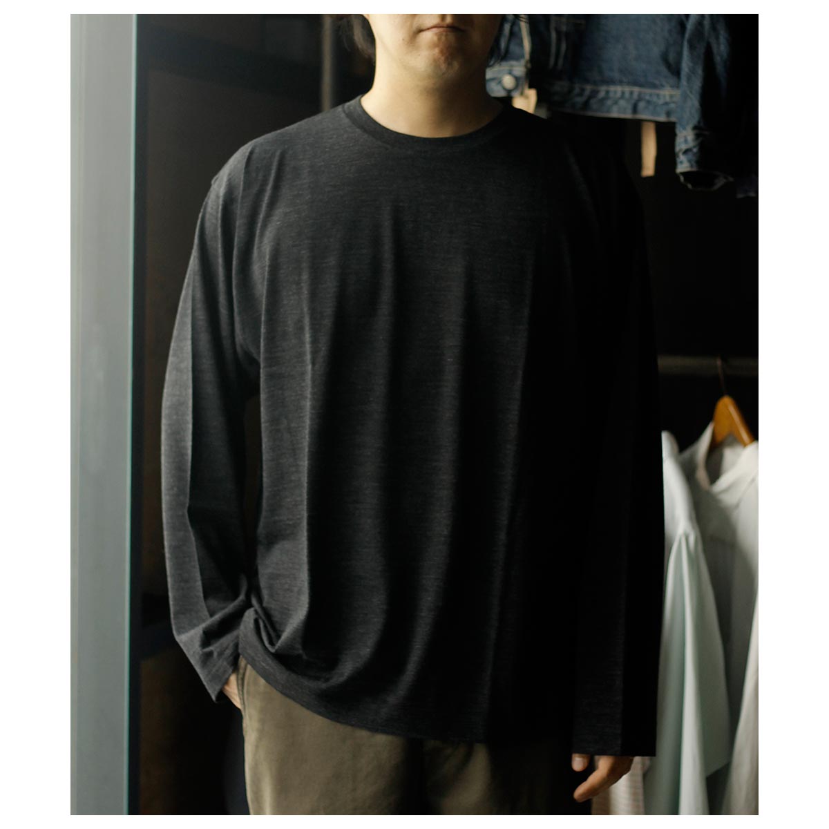 BATONER バトナー 22ss ウールT 長袖カットソー チャコール DRY WOOL LONG T-SHIRT - WUNDER