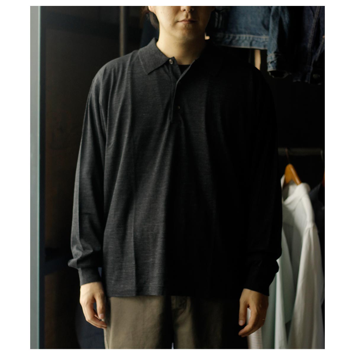 バトナー BATONER ウール ポロ ロングスリープ WOOL POLO LONG SLEEVE