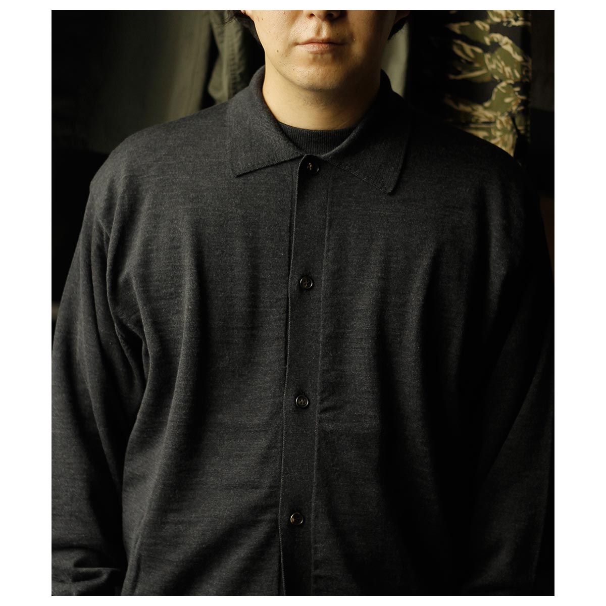 バトナー BATONER ベビーウール ポロカーディガン BABY WOOL POLO