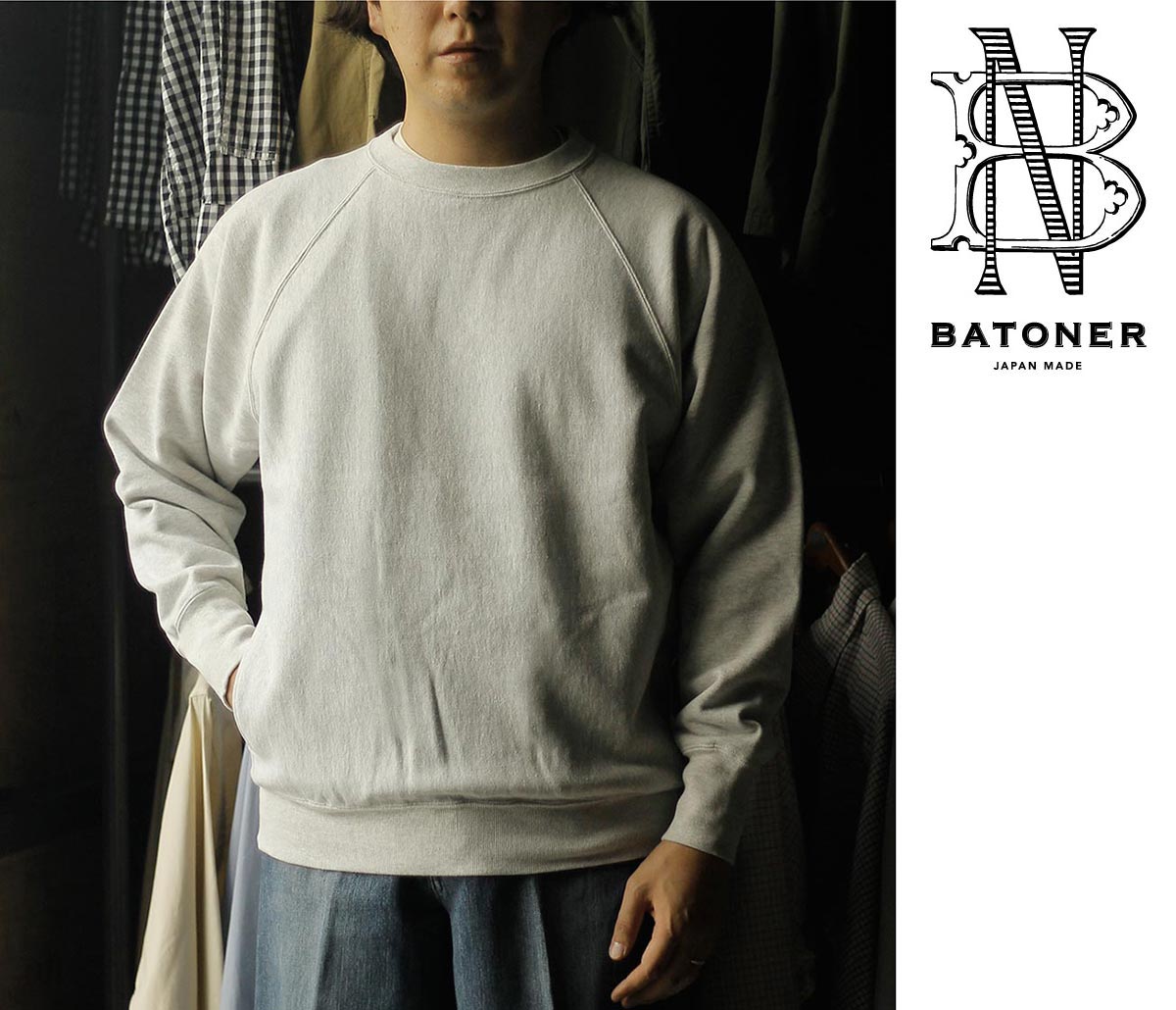 バトナー BATONER メランジェカラー ジャンベルカ裏毛 クルー