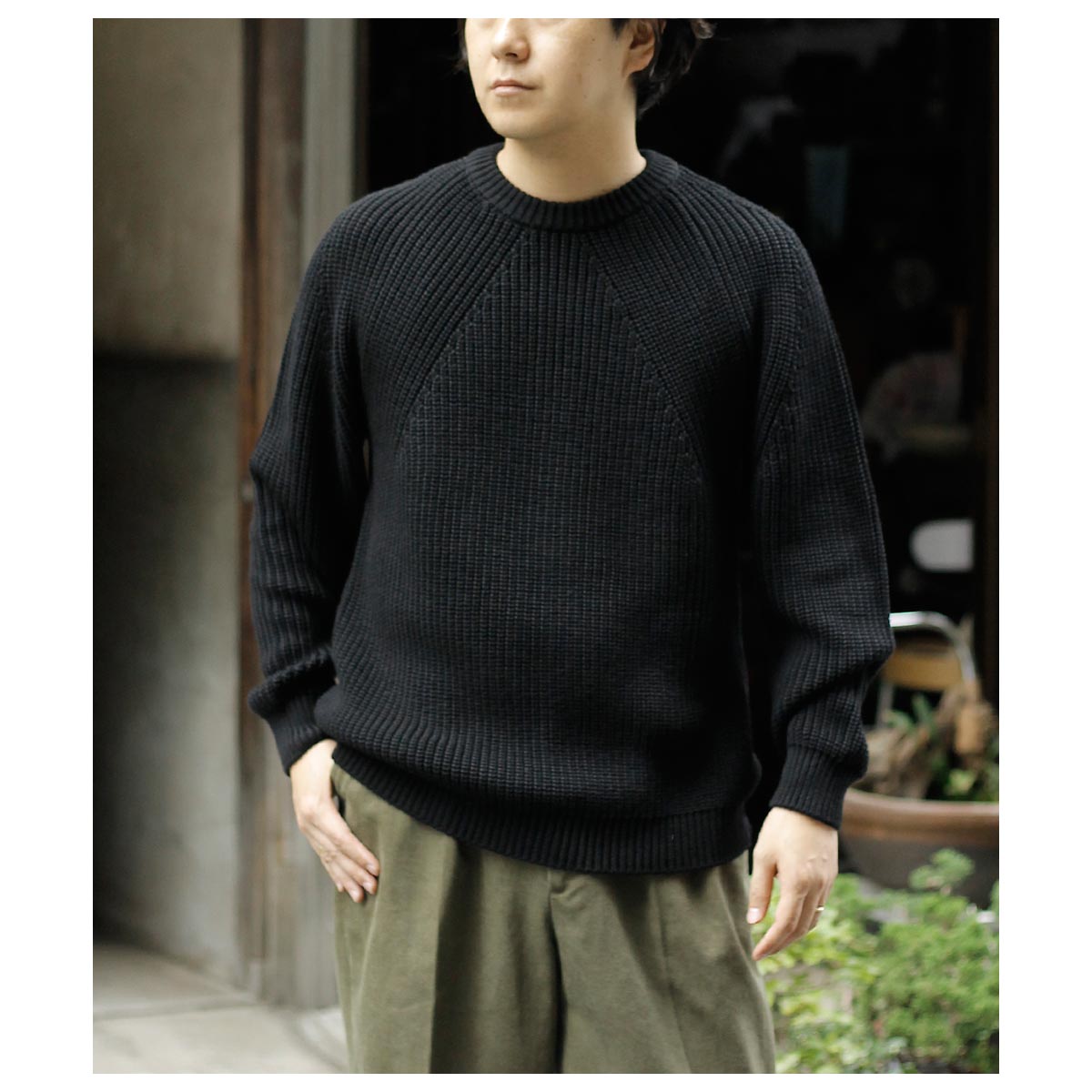 BATONER バトナー シグネチャークルーネック コットン ブラック サイズ3 BATONER (バトナー) men SIGNATURE CREW NECK / シグネチャー