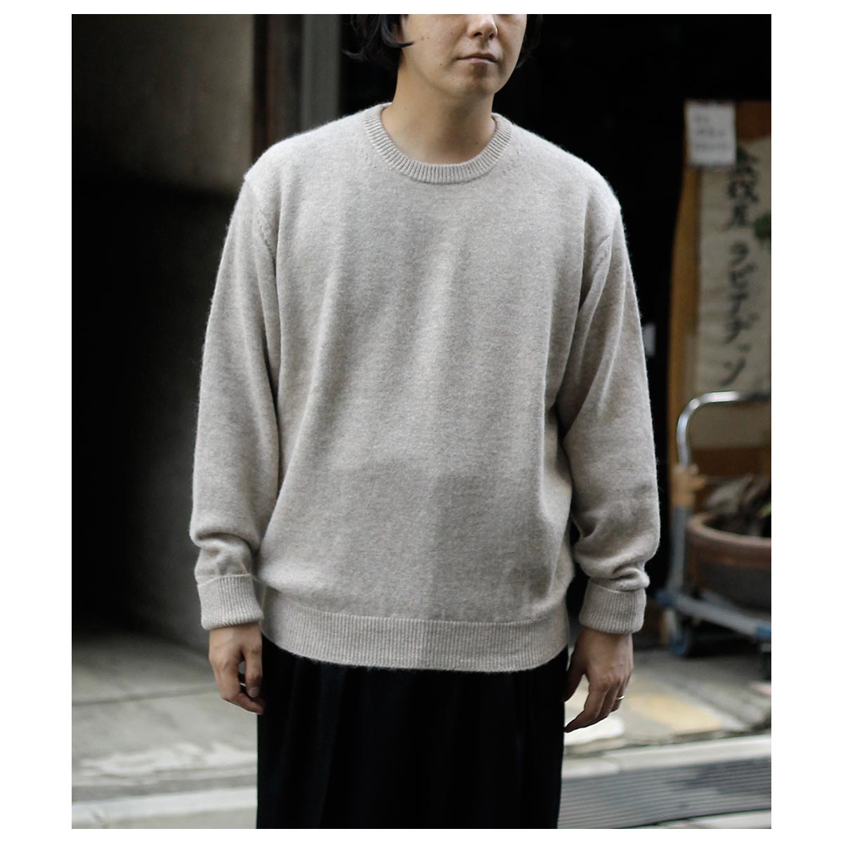 トップス BATONER BABY ALPACA KURUMI TENJIKU CARD バトナー BATONER ベイビー アルパカ クルミ 天竺クルーネック