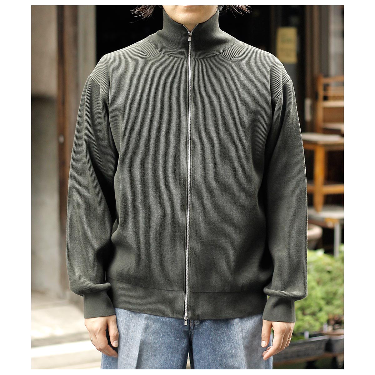 バトナー BATONER ハードツイスト ウール リブ ドライバーズニット