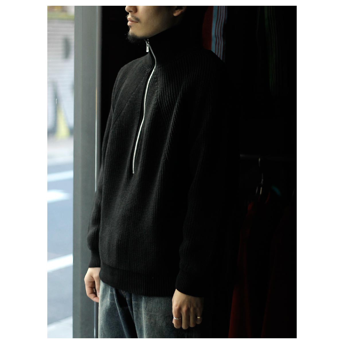 バトナー BATONER コットン シグネチャー ハーフジップ SIGNATURE HALF