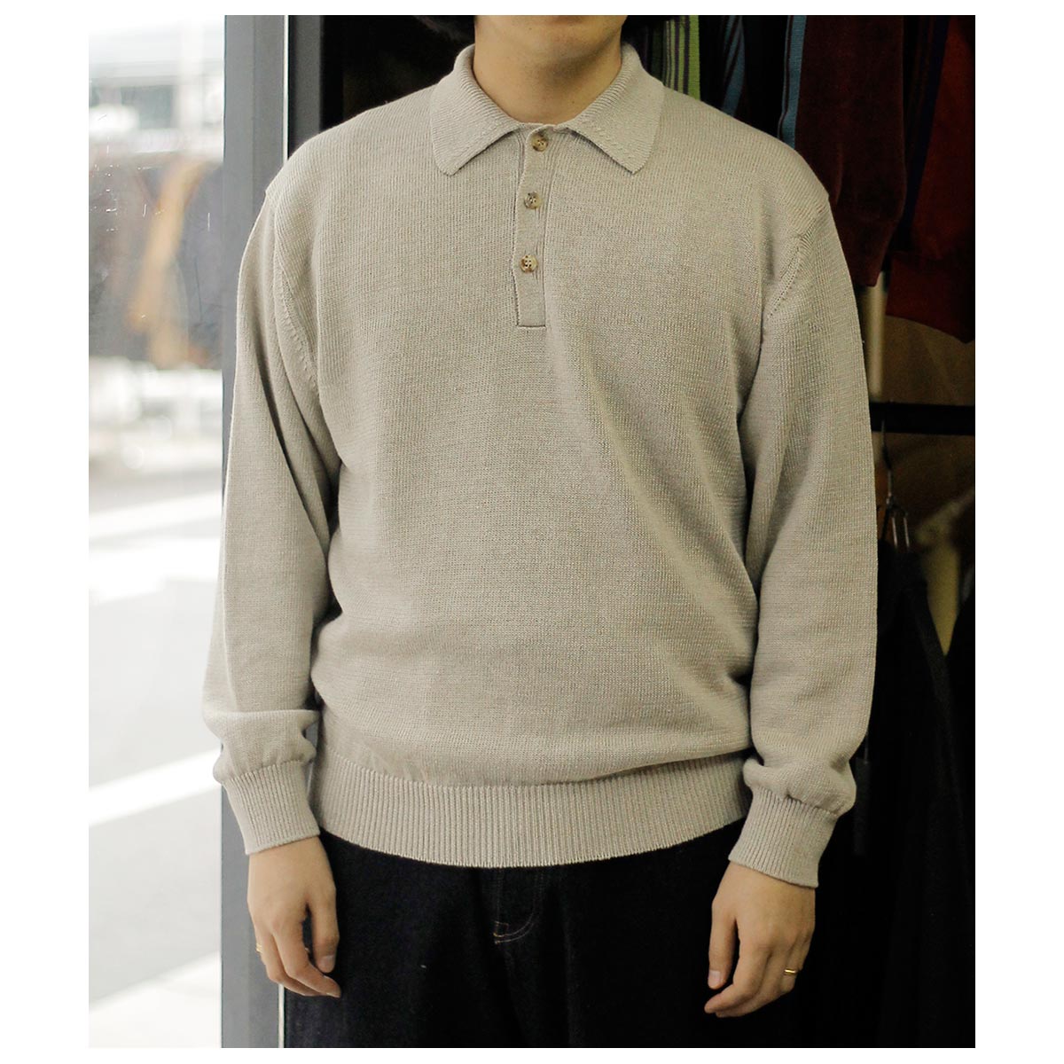 バトナー BATONER ウォッシュド ハイカウント リネン ポロ WASHED HIGH