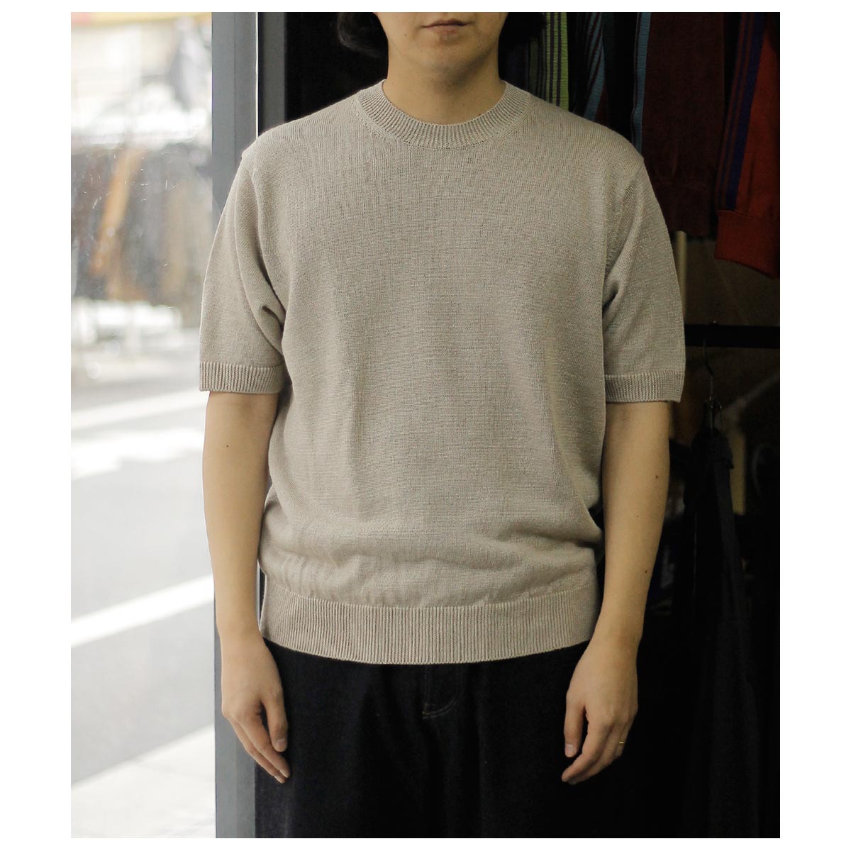 バトナー BATONER ウォッシュド ハイカウント リネン クルーネック