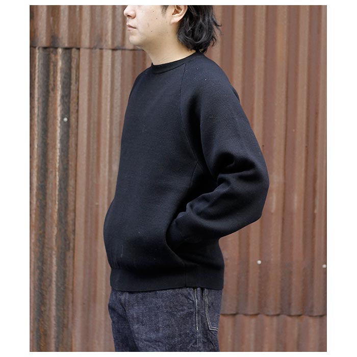 バトナー BATONER ダブルフェイスクルーネック SOLID WOOL W