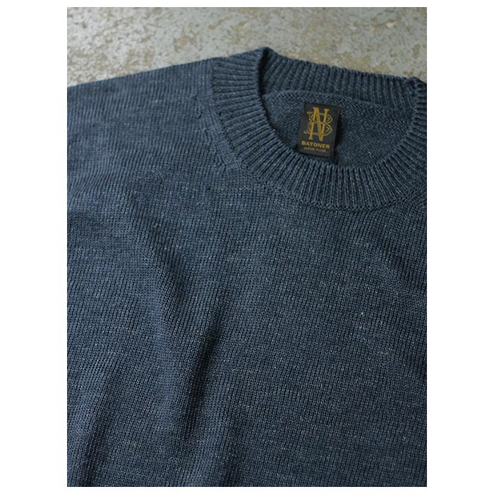 バトナー BATONER ウォッシュド ハイカウント リネン クルー