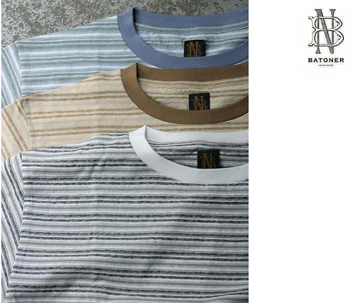 バトナー　トルネードコットンボーダーTシャツ　BATONER BATONER MEN / TORNADE COTTON BORDER T-SHIRT バトナー正規取扱