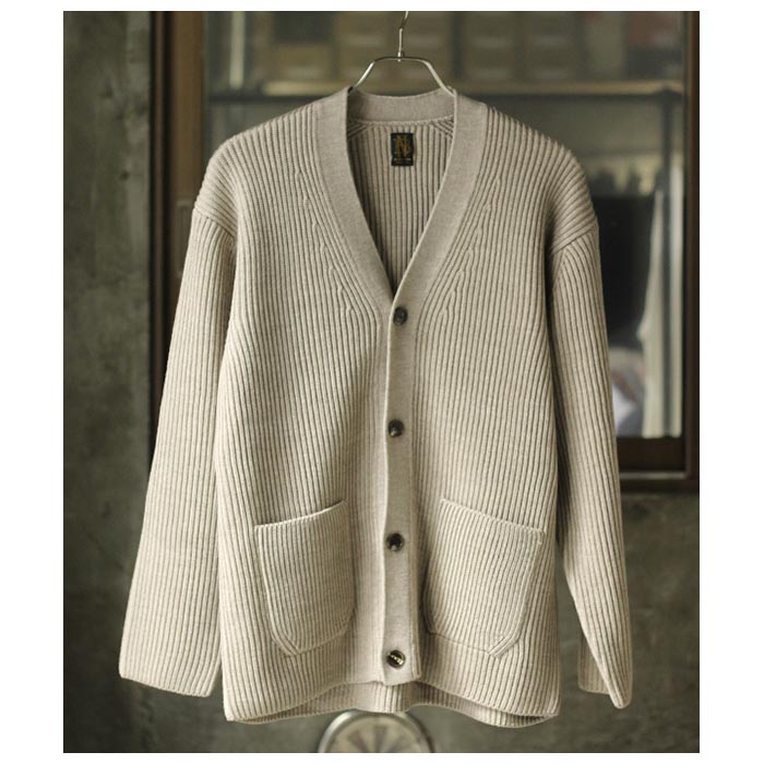 バトナー BATONER ソリッドウール リブ カーディガン SOLID WOOL