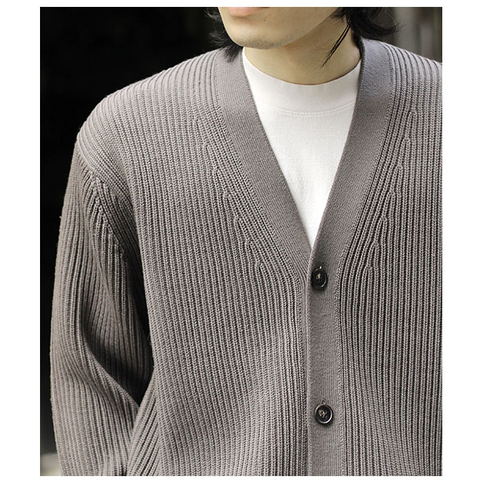 バトナー BATONER ソリッドウール リブ カーディガン SOLID WOOL
