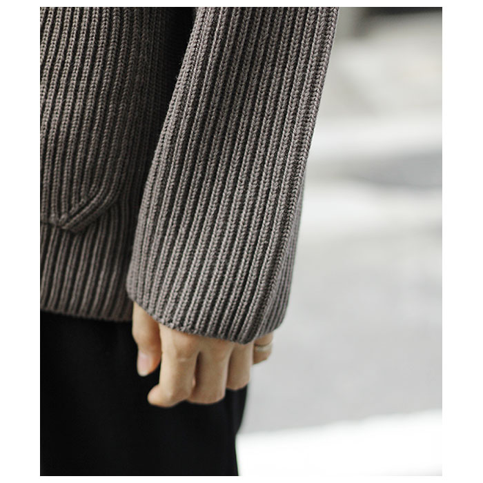 バトナー BATONER ソリッドウール リブ カーディガン SOLID WOOL