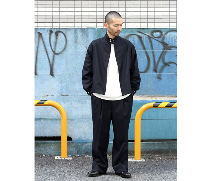INTÉRIM/インテリム】PURE BLACK WOOL HARRINGTON JACKET