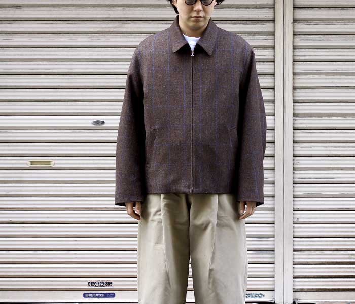 インテリム INTERIM LOVAT TWEED ハリントンジャケット D.BROWN