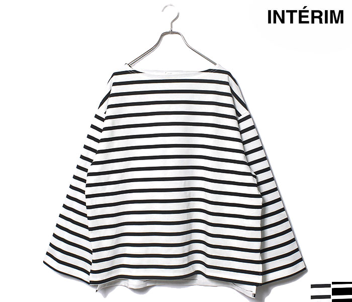 INTERIM/HYPER BIG SUVIN GIZA BASQUE HIGH NECK BORDER SHIRT