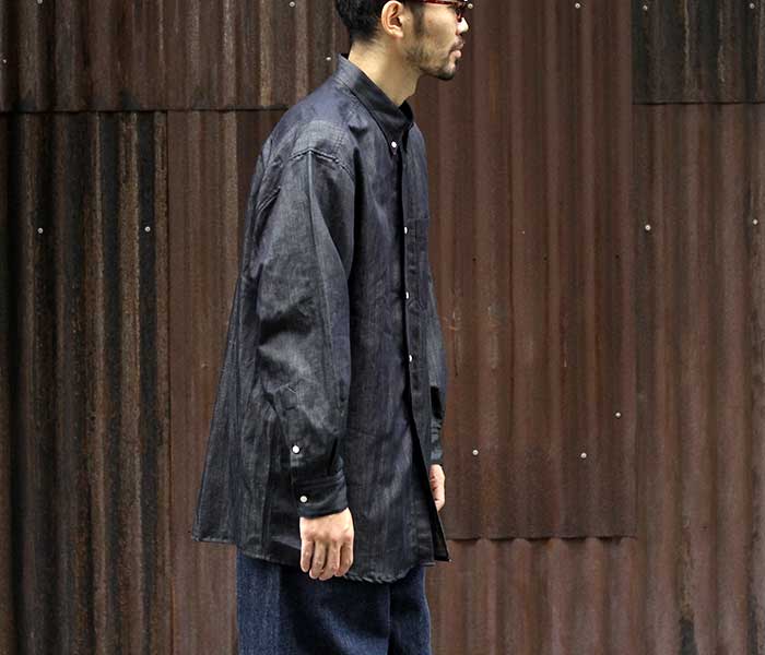 インテリム INTERIM リネンデニム ビッグ ボタンダウンシャツ
