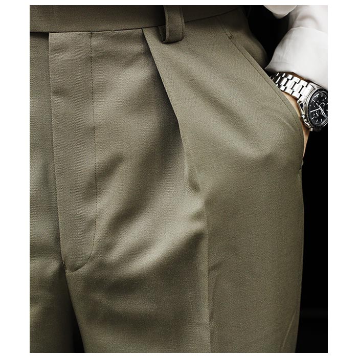INTÉRIM / インテリム】WOOL MOHAIR GABERDINE 1-TUCK BAGGY