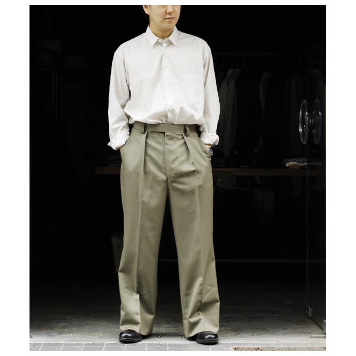 INTÉRIM / インテリム】WOOL MOHAIR GABERDINE 1-TUCK BAGGY