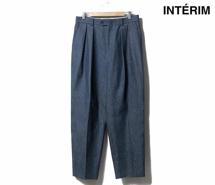 インテリム INTERIM ブルーデニム 2タック ワイド テーパード