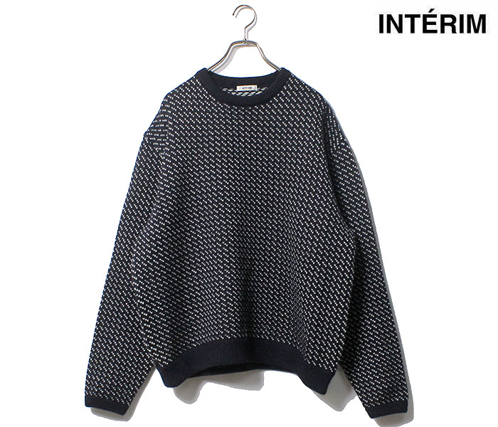 インテリム INTERIM アルパカ バーズアイ ヘビー クルーセーター