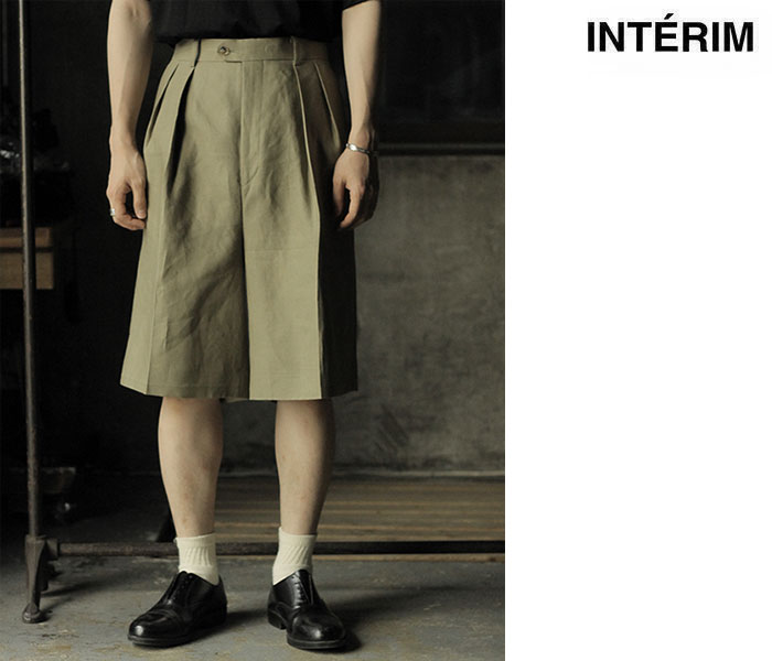 インテリム INTERIM リネン ワイド スラックス ショーツ