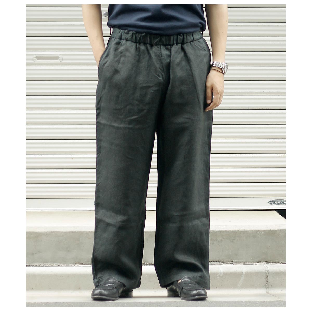 Mittan 大麻パンツ　サイズ2 濃緑 ミッタン MITTAN 綾織大麻ワイド（草木濃染）TWILL HEMP WIDE