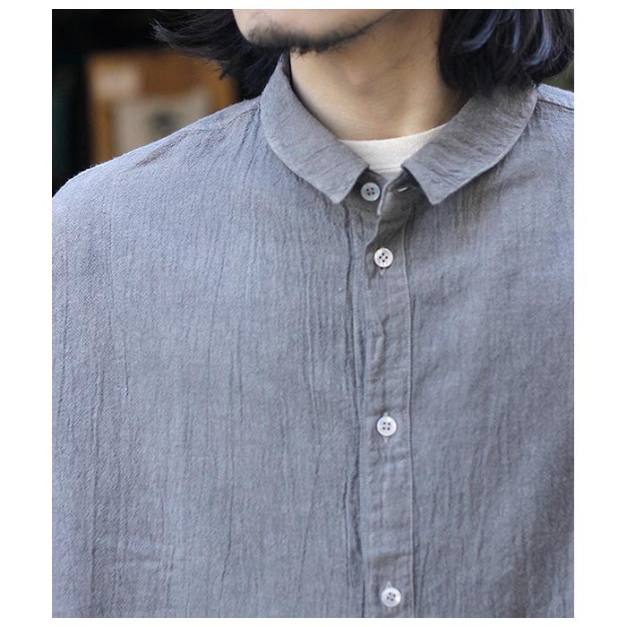ミッタン MITTAN 綿絹楊柳ビッグシャツ（ベンガラ染）COTTON SILK