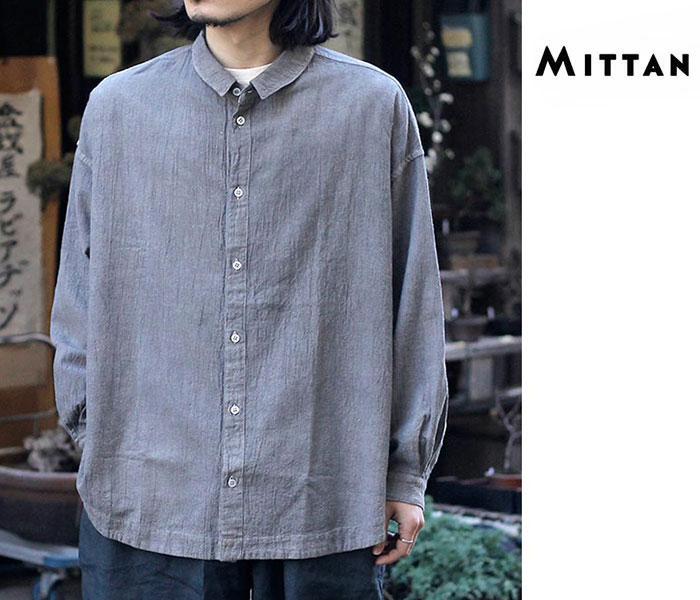 ミッタン MITTAN 綿絹楊柳ビッグシャツ（ベンガラ染）COTTON