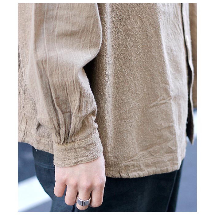 ミッタン MITTAN 綿絹楊柳ビッグシャツ（草木染）COTTON SILK