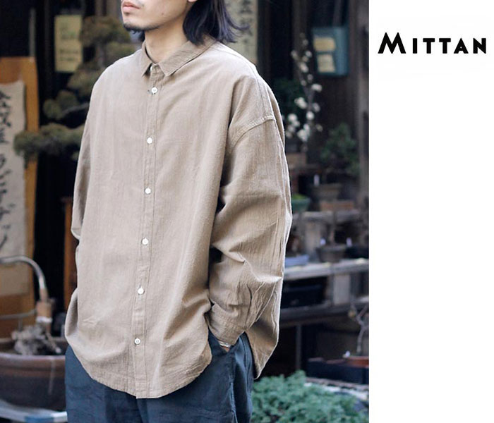 ミッタン MITTAN 綿絹楊柳ビッグシャツ(草木染)COTTON SILK ミッタン MITTAN 綿絹楊柳ビッグシャツ(草木染)COTTON SILK