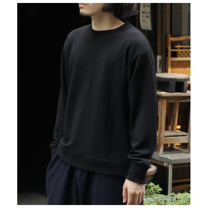 【24AW】MITTAN スーパー120’s ウール裏系トレーナー BLACK ミッタン MITTAN スーパー120's ウール裏毛トレーナー クルー