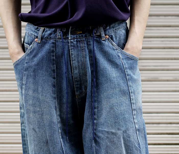 ニードルス NEEDLES 12オンス デニム ヒザデルパンツ 加工モデル