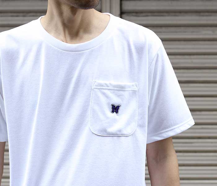 ニードルズ NEEDLES パピヨン刺繍 ポケT Tシャツ S/S Crew Neck
