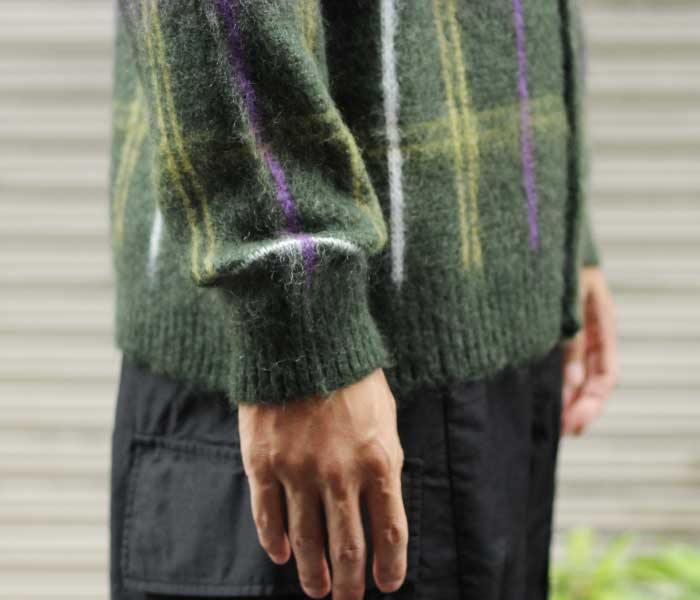 ニードルズ NEEDLES ウィンドウペン モヘアカーディガン Mohair