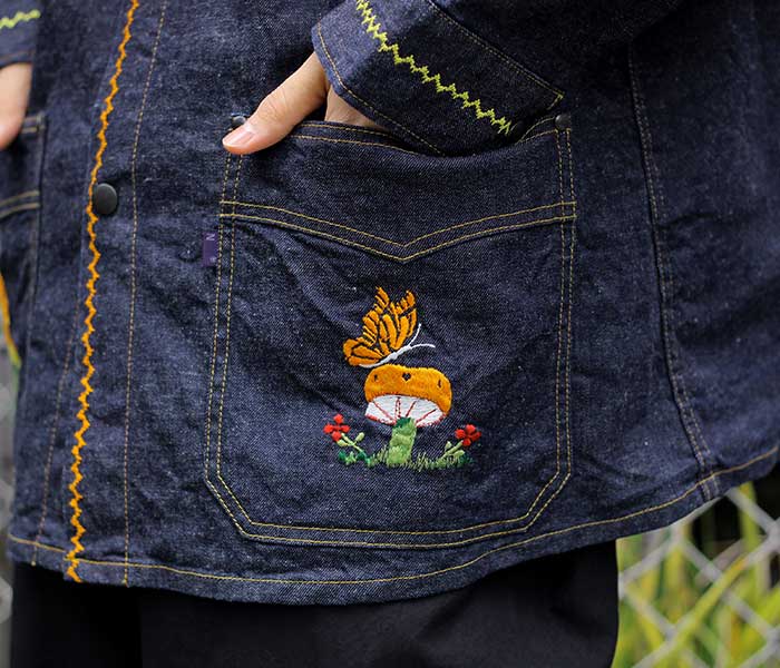 ニードルズ NEEDLES 刺繍カスタム デニムカバーオール