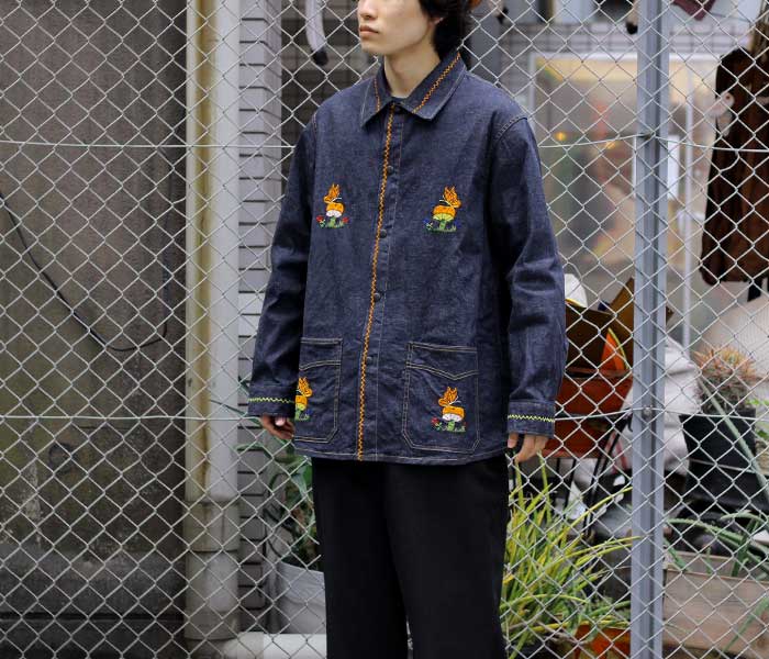輝く高品質な ニードルズ NEEDLES デニムカバーオール 刺繍カスタム ジャケット・アウター