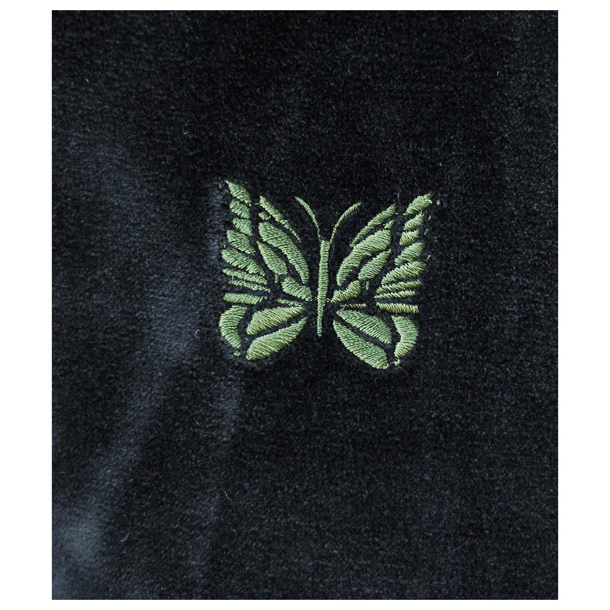 ニードルス　ネイビー ベロア　ジャケット 蝶の刺繍 Sサイズ ニードルズ NEEDLES ベロア リブカラー トラック ジャケット Rib