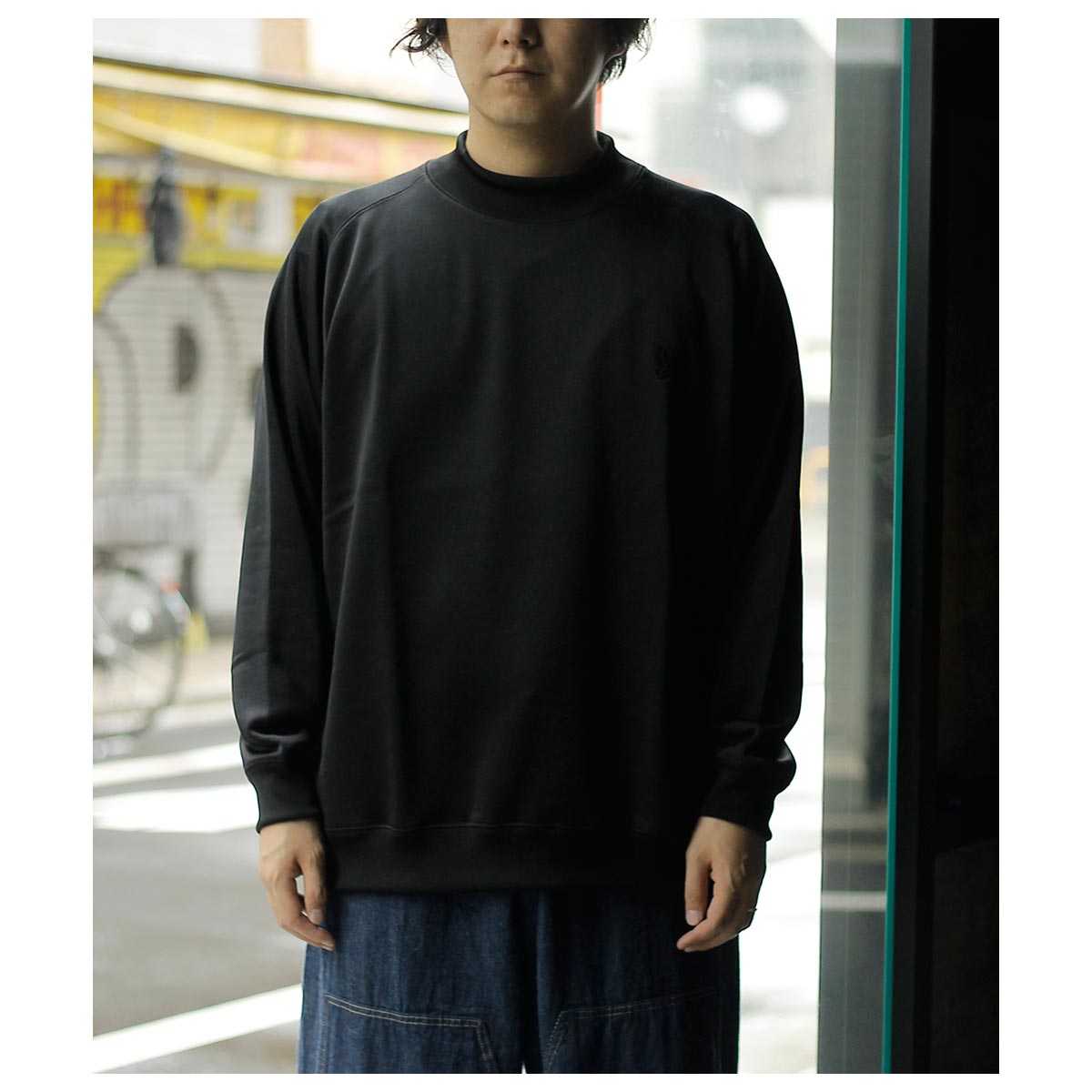 Needles モックネックジャージ S 黒 Needles / L/S Mock Neck Tee - Poly Jersey (Black)