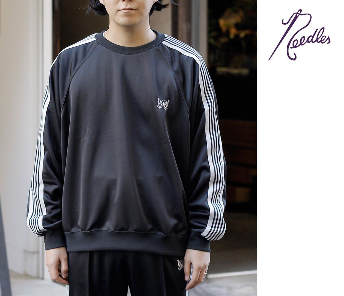 ニードルズ　トラッククルーネックシャツ　ジャージ　ロゴ刺繍 NEEDLES(ニードルズ) Needles Track Crew Neck Shirt ロゴ刺繍