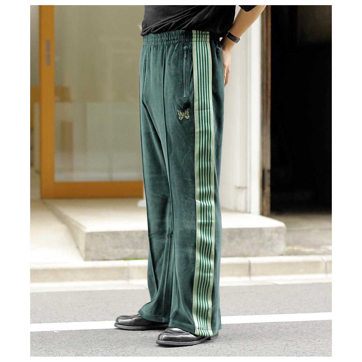 Needles ベロア トラックパンツ グリーン Mサイズ ニードルズ NEEDLES ベロア ブーツカット トラック パンツ Boot-Cut